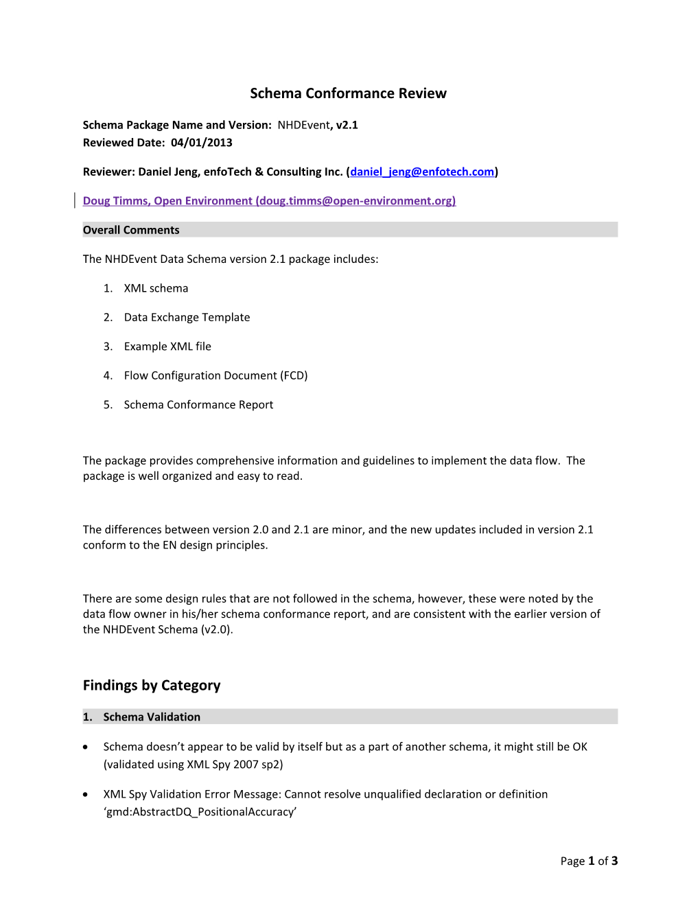 Schema Conformance Review