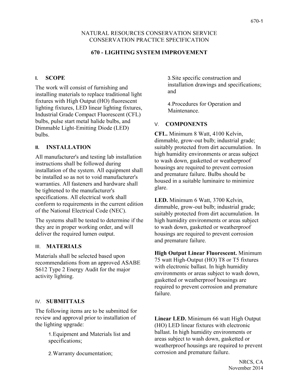 670 - Lighting System Improvement