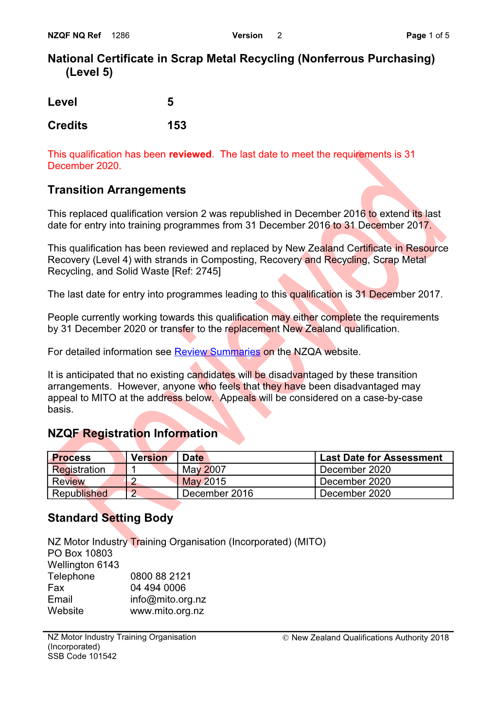 1286 National Certificate in Scrap Metal Recycling (Nonferrous Purchasing) (Level 5)