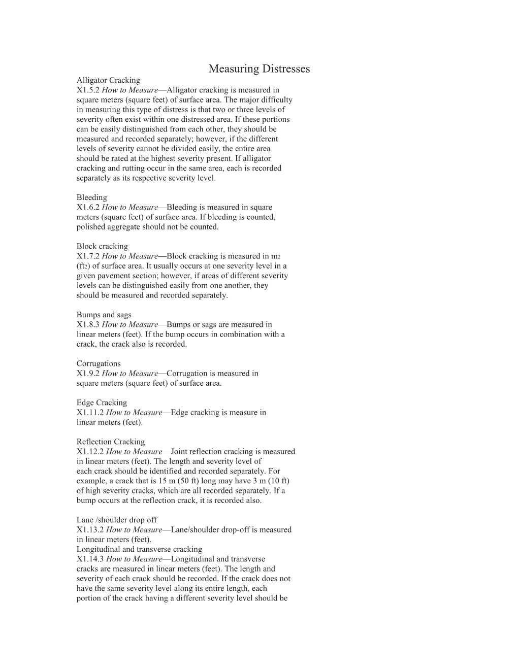 X1.5.2 How to Measure Alligator Cracking Is Measured In