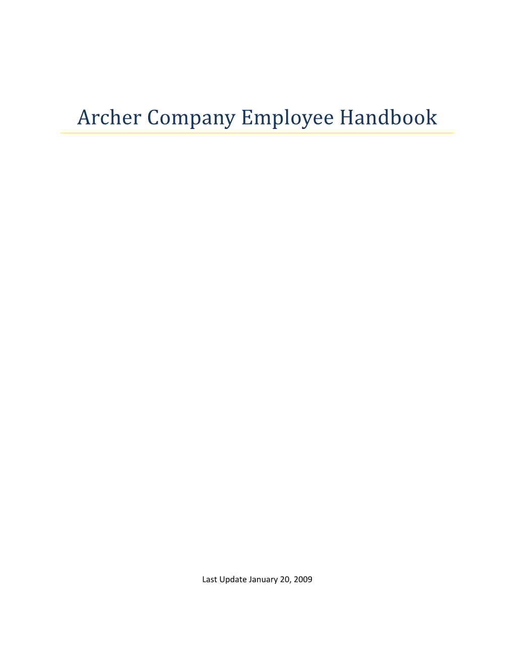 Archer Company Employee Handbook