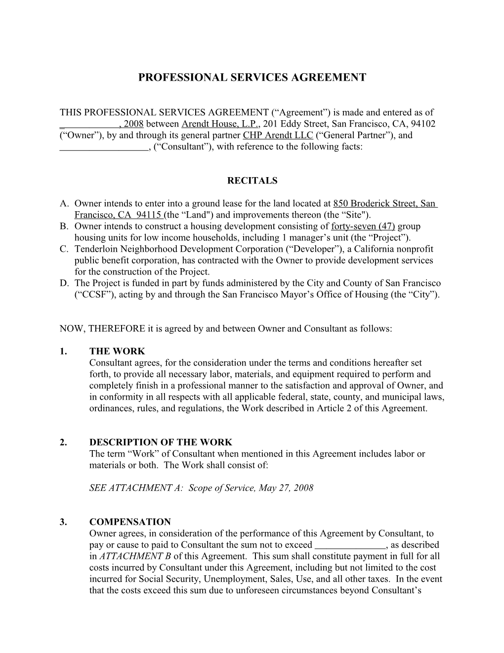 Construction Consultant Agreement