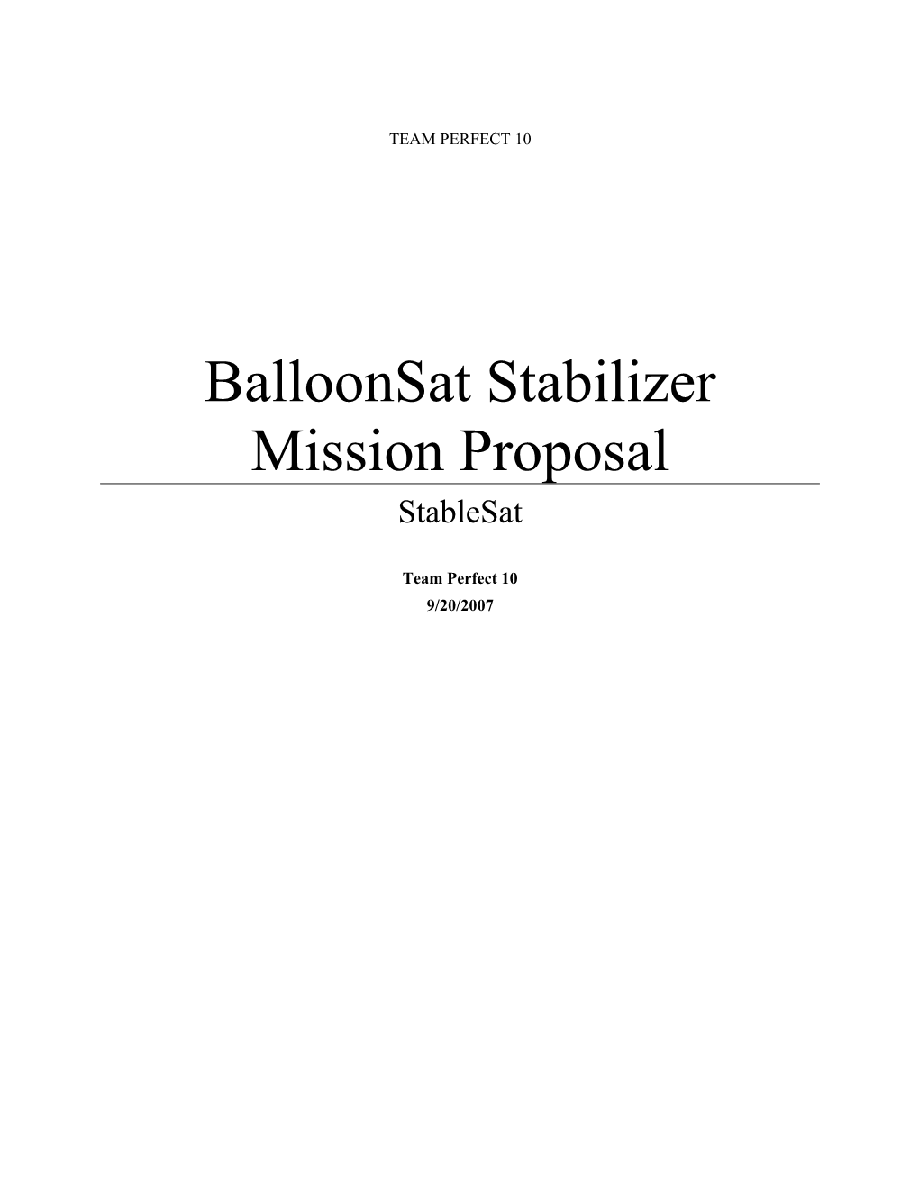 Balloonsat Stabilizer Mission Proposal