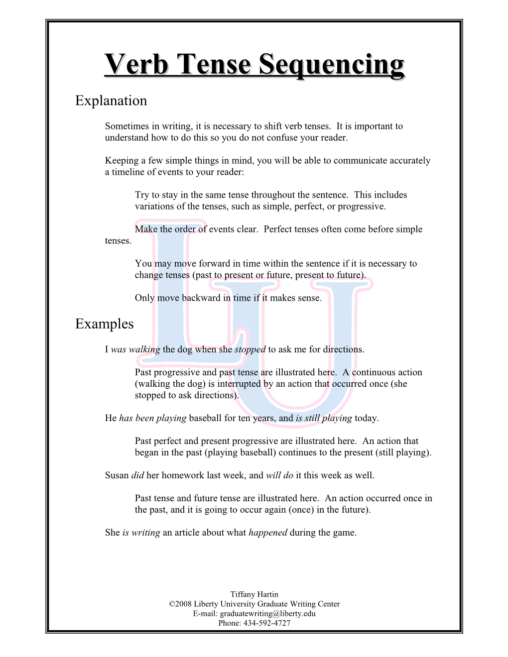 Verb Tense Sequencing