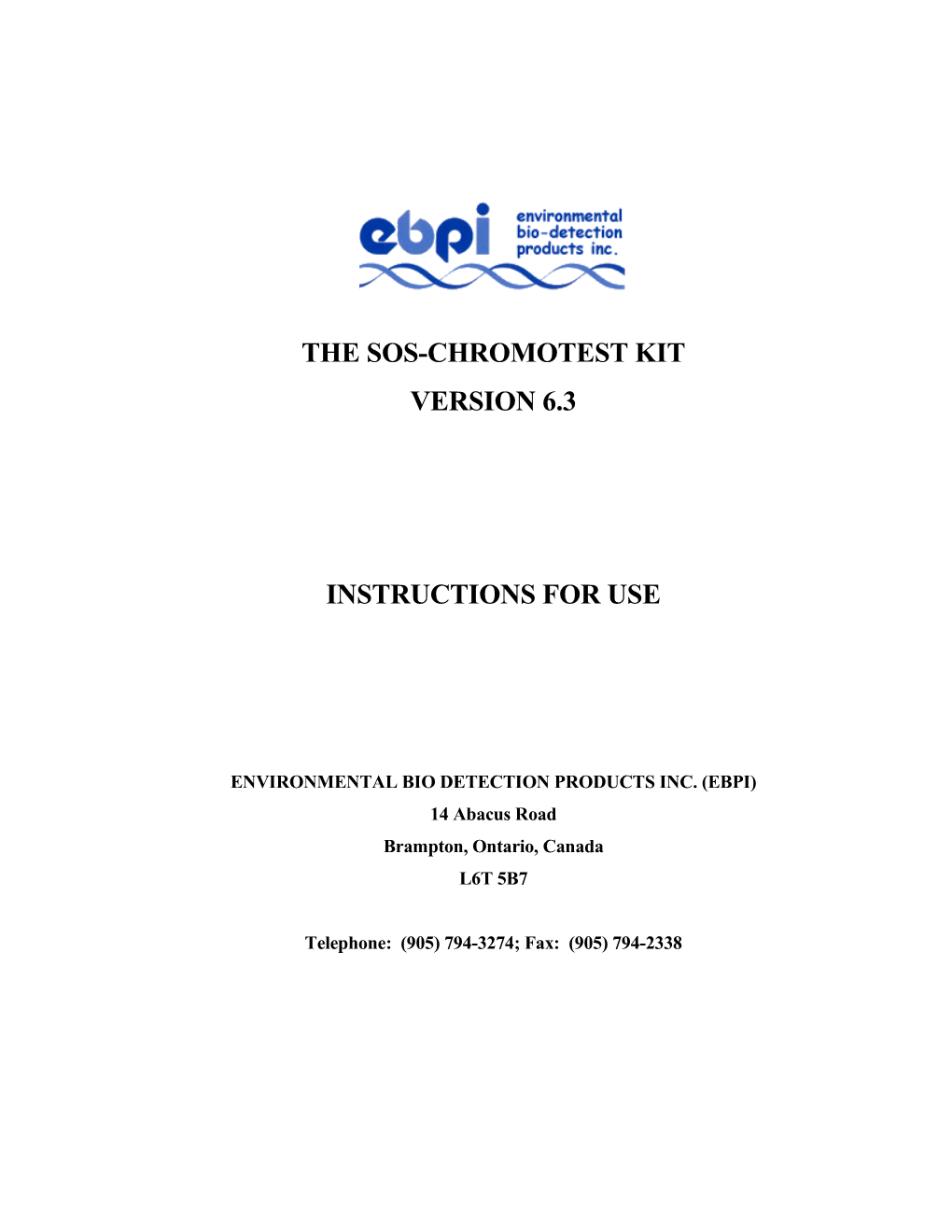 The Sos-Chromotest Kit