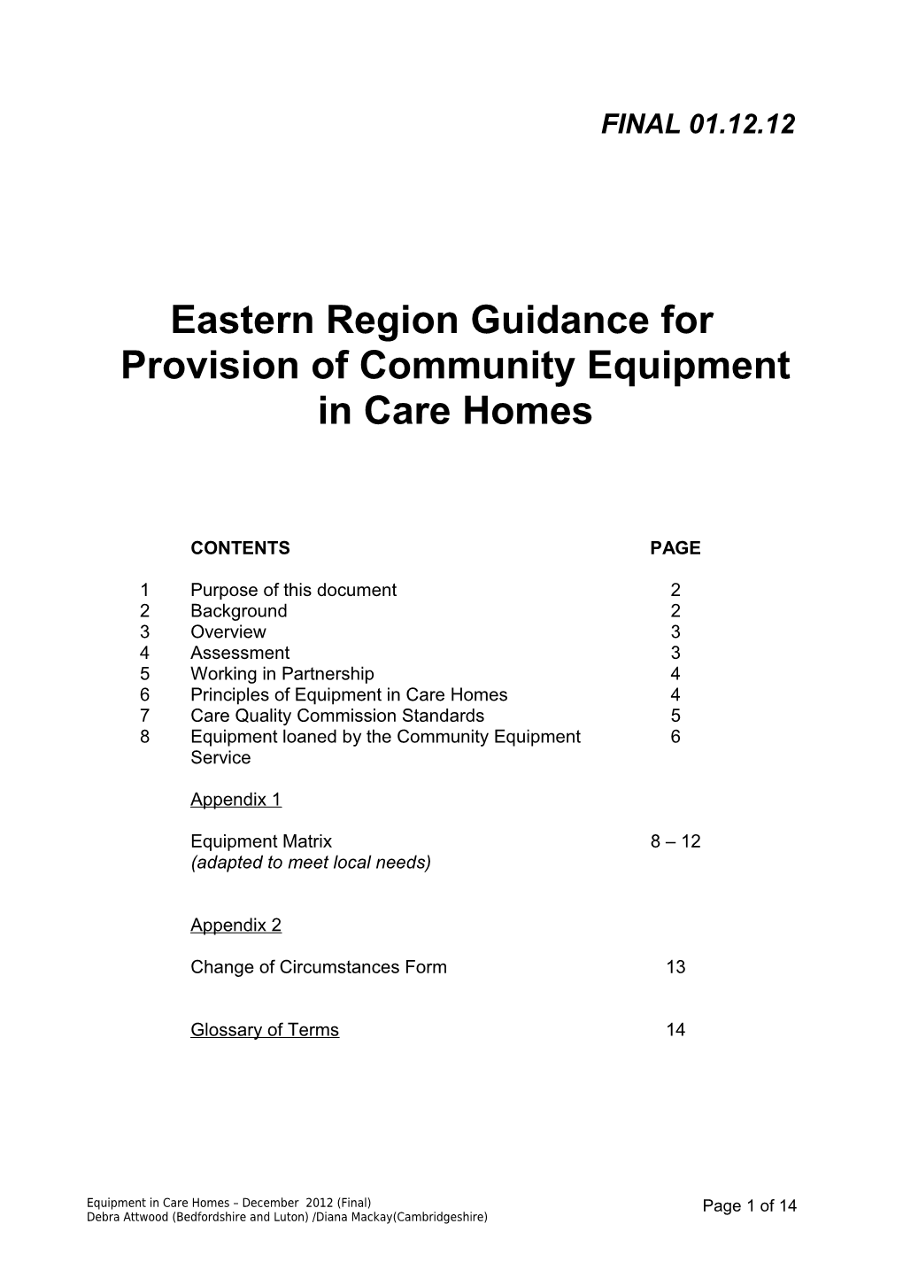 Appendix 10 Equipment in Care Homes - 2012 Beds-Luton Version Appendices 10