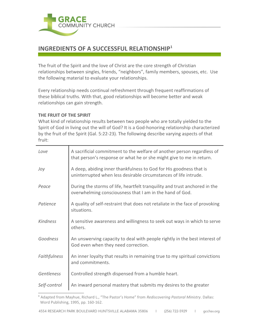 Ingredients of a Successful Relationship 1