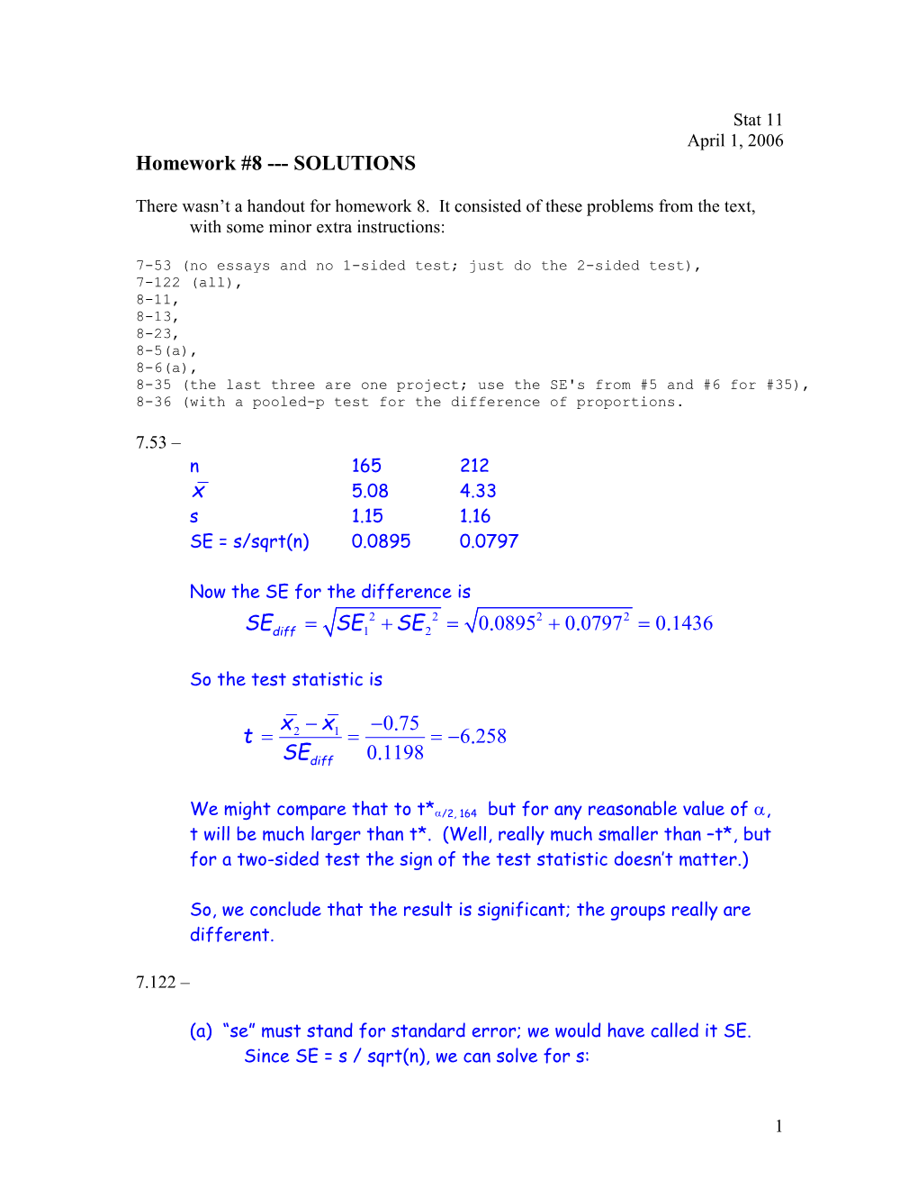 Homework #8 SOLUTIONS