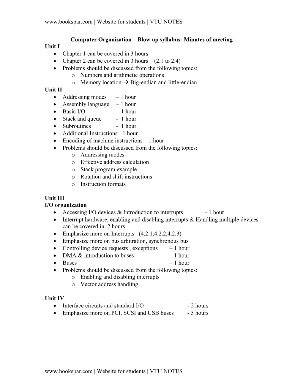 Computer Organisation Blow up Syllabus- Minutes of Meeting