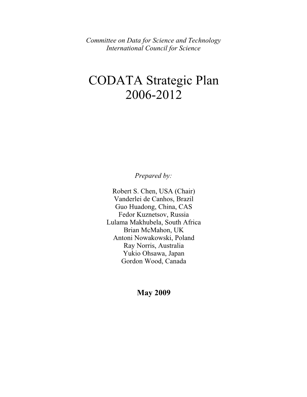 CODATA Strategic Plan