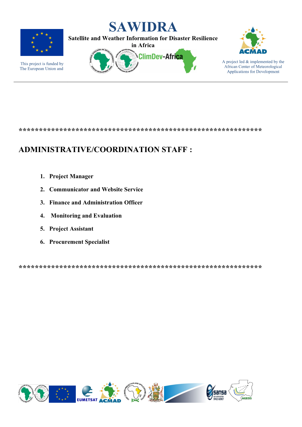 Administrative/Coordination Staff