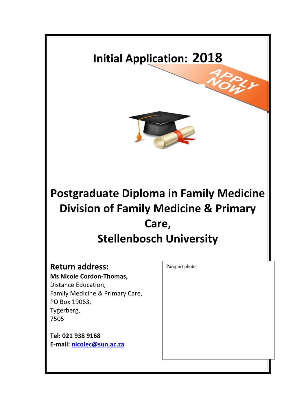 Application for Postgraduate Courses at the Department of Family Medicine