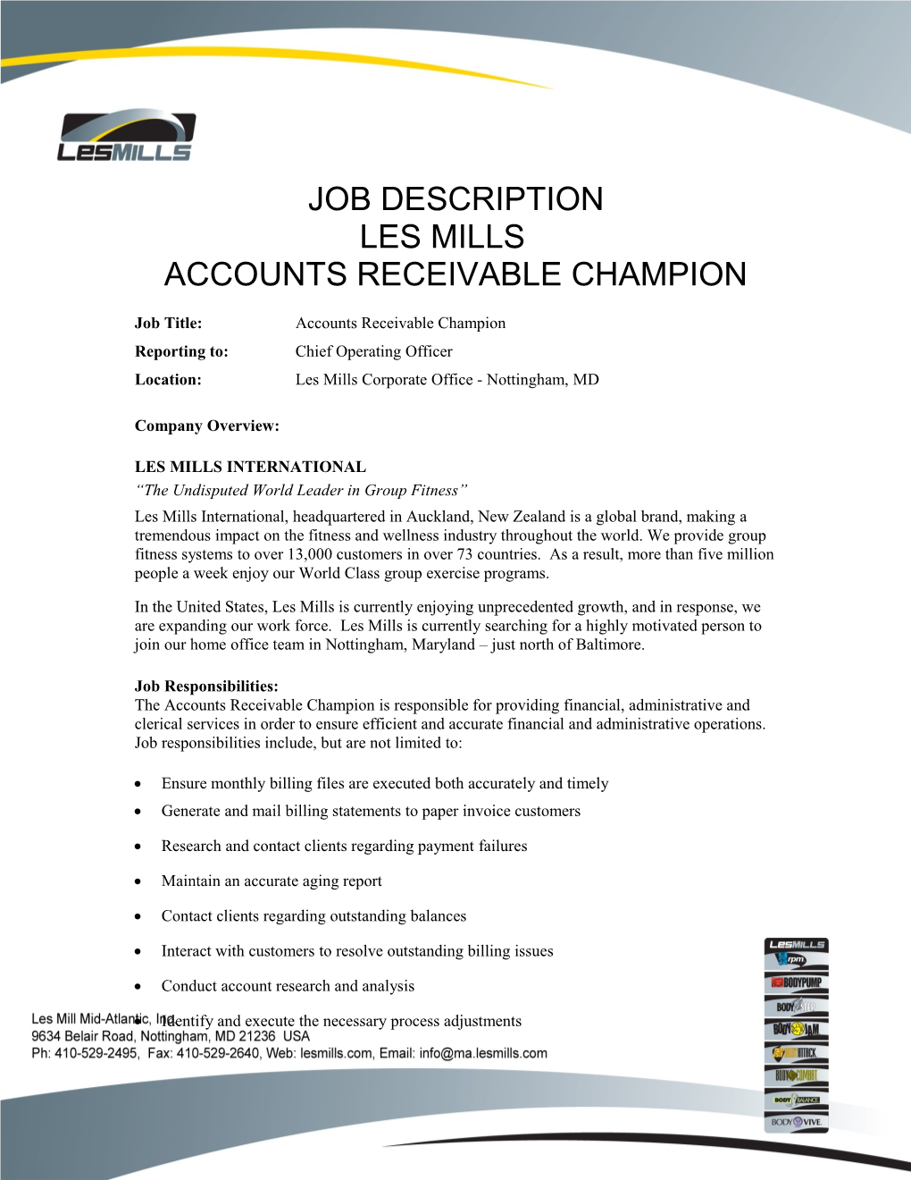 Job Title:Accounts Receivable Champion