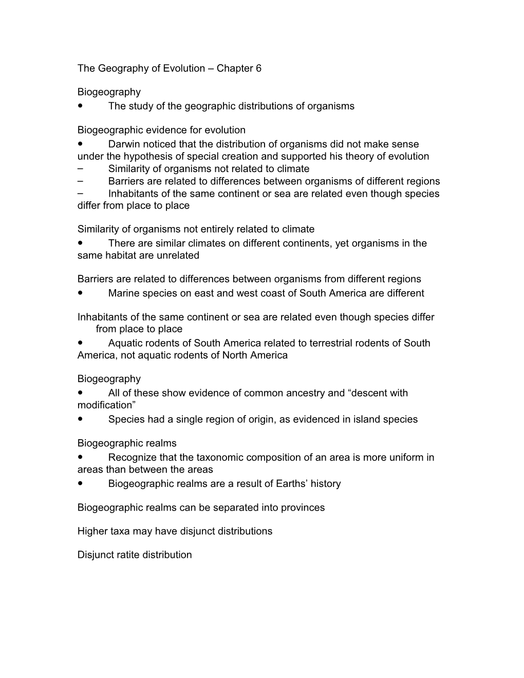 The Geography of Evolution Chapter 6