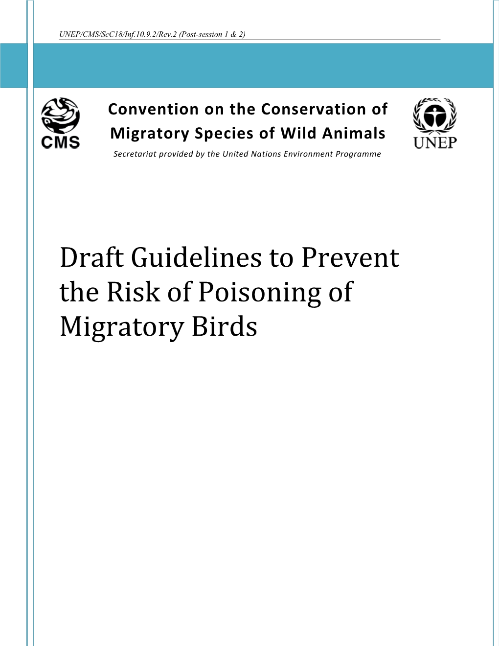 Draft Guidelines to Prevent the Risk of Poisoning of Migratory Birds