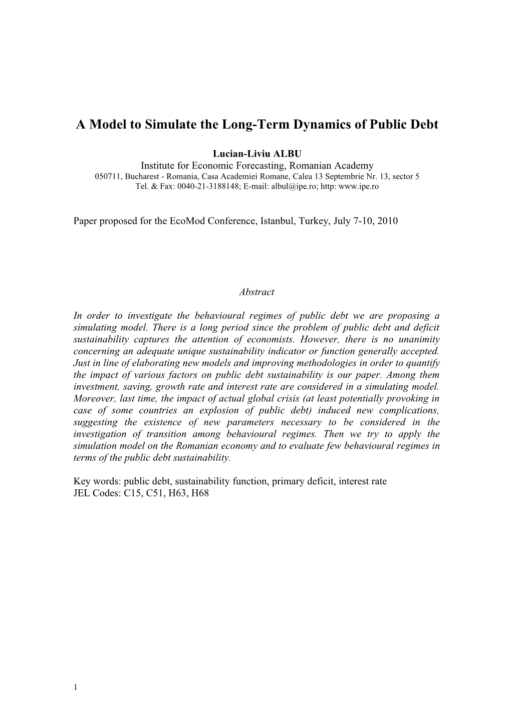 A Model to Simulate the Long-Term Dynamics of Public Debt