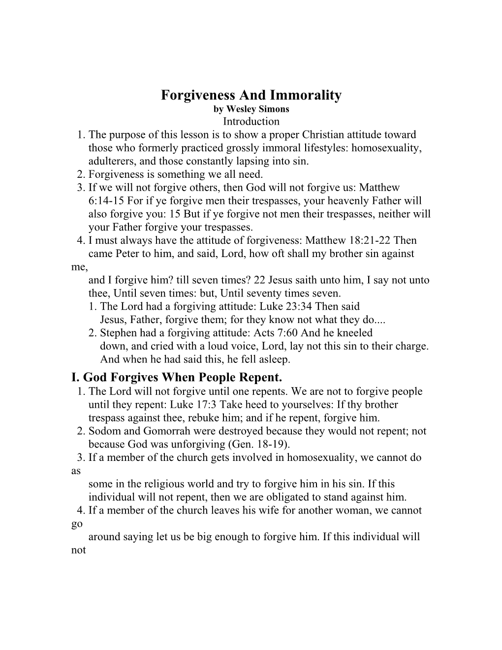 Forgiveness and Immorality