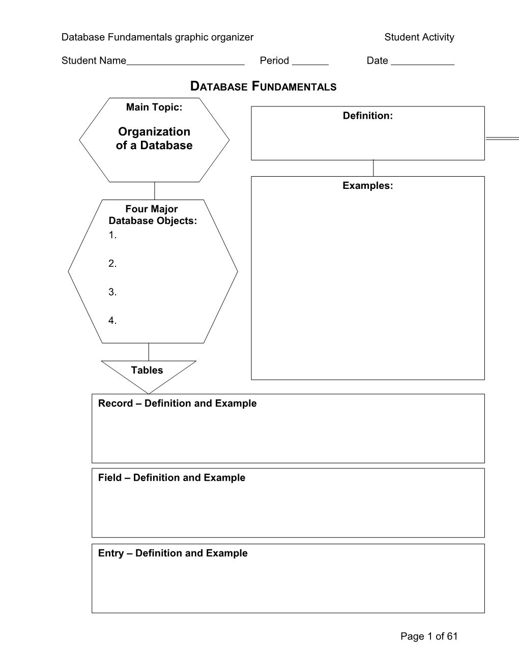 Database Fundamentals Graphic Organizerstudent Activity