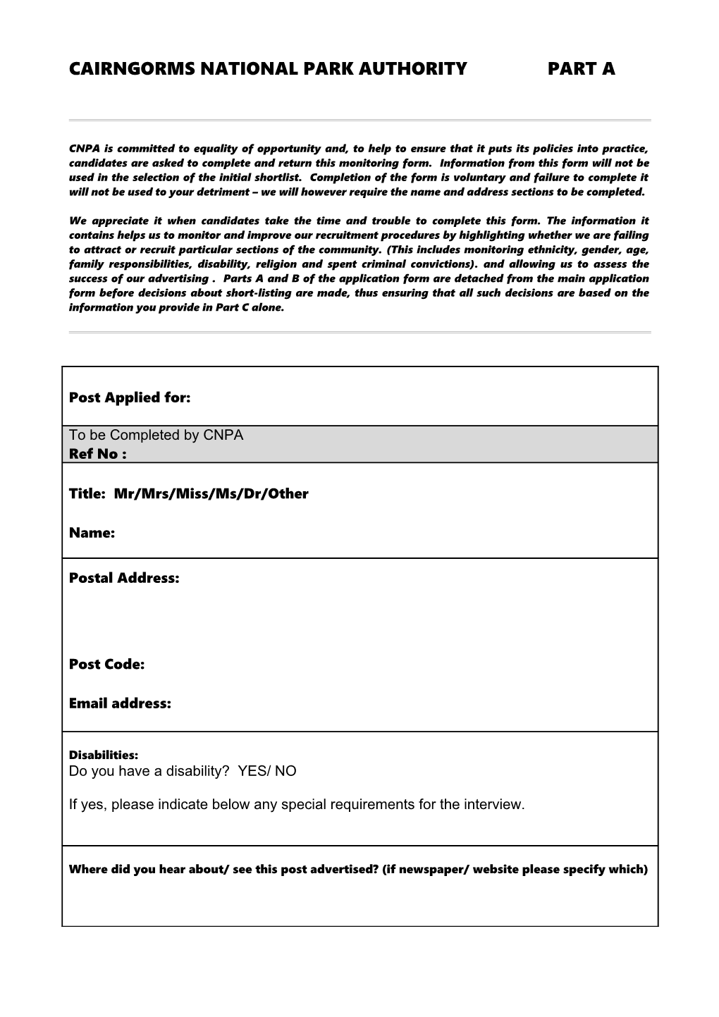 Equality and Diversity Monitoring