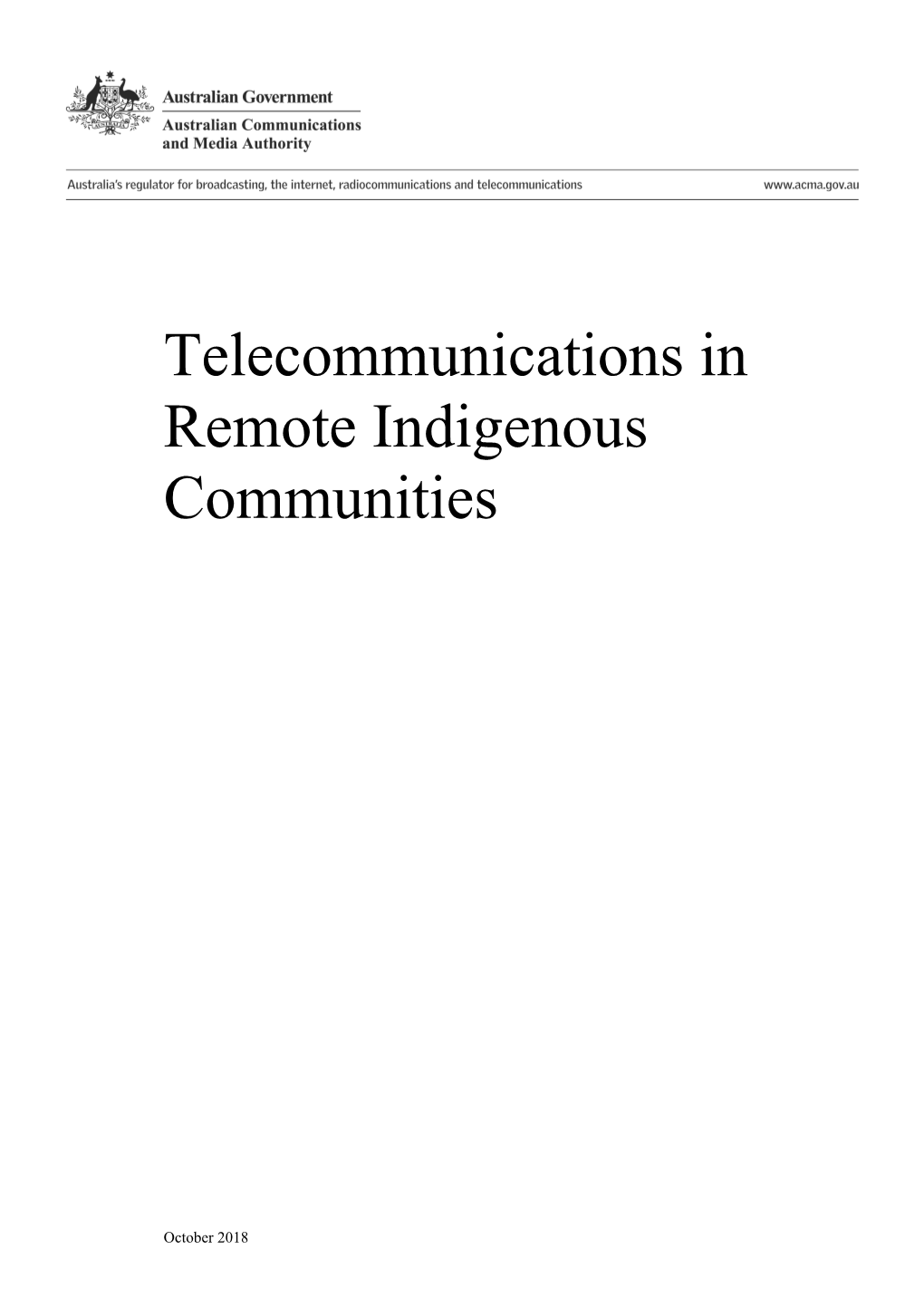 Telecommunications in Remote Indigenous Communities