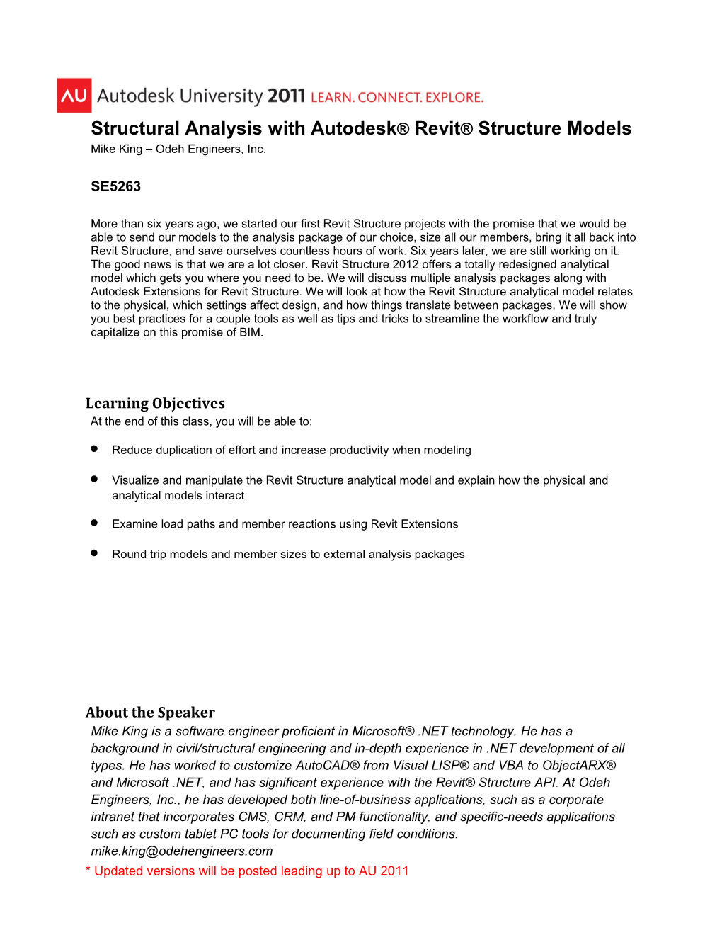 Structural Analysis with Autodesk Revit Structure Models