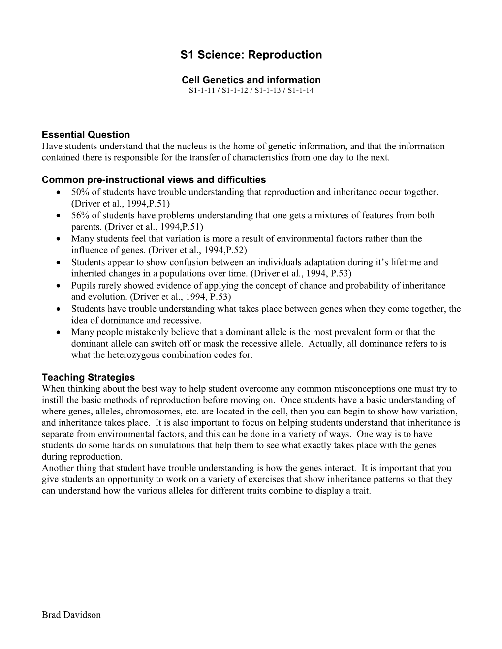 Cell Genetics and Information