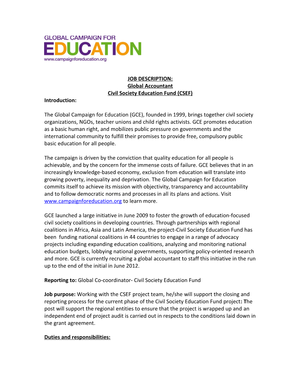 Civil Society Education Fund (CSEF)