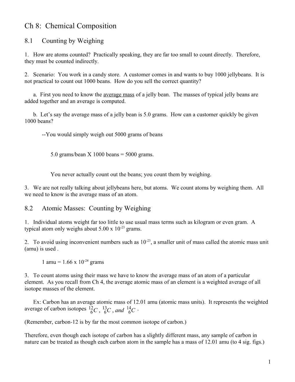 Ch 8: Chemical Composition