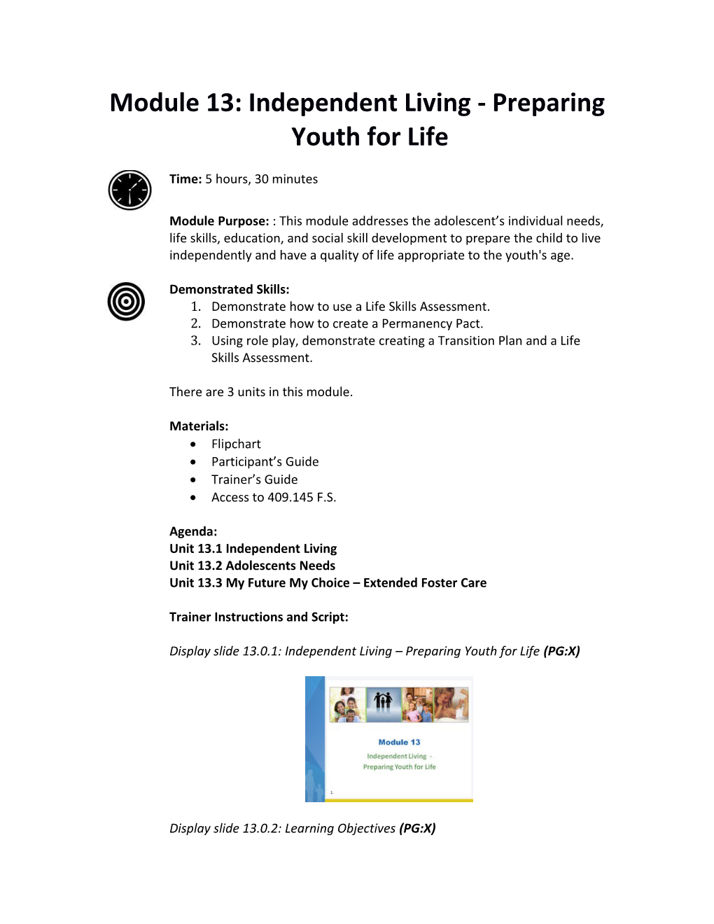 Module13: Independent Living - Preparing Youth for Life