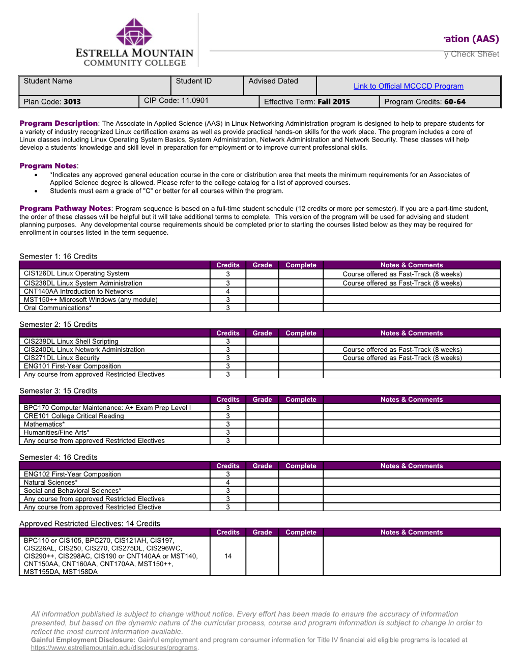 Program Description :The Associate in Applied Science (AAS) in Linux Networking Administration