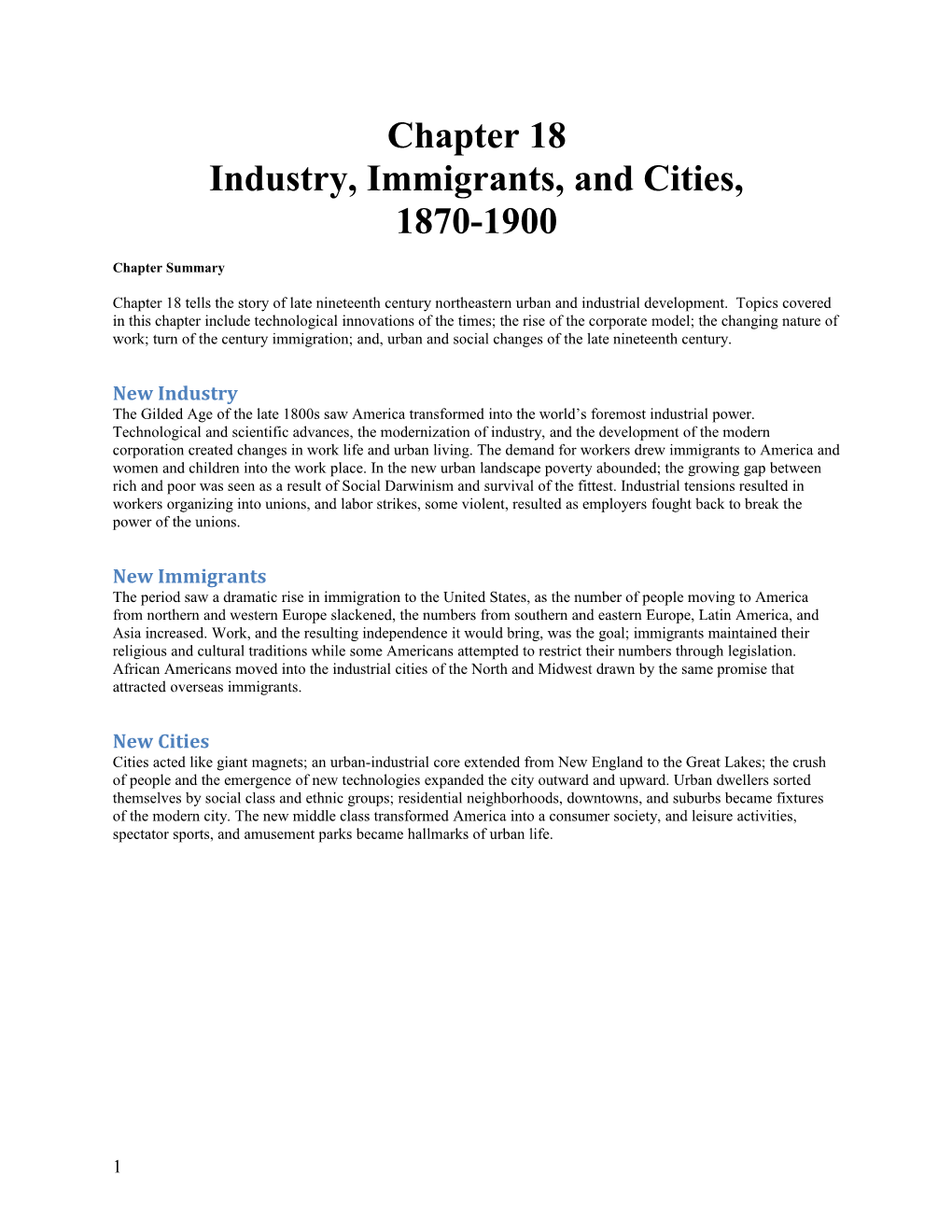 Industry, Immigrants, and Cities