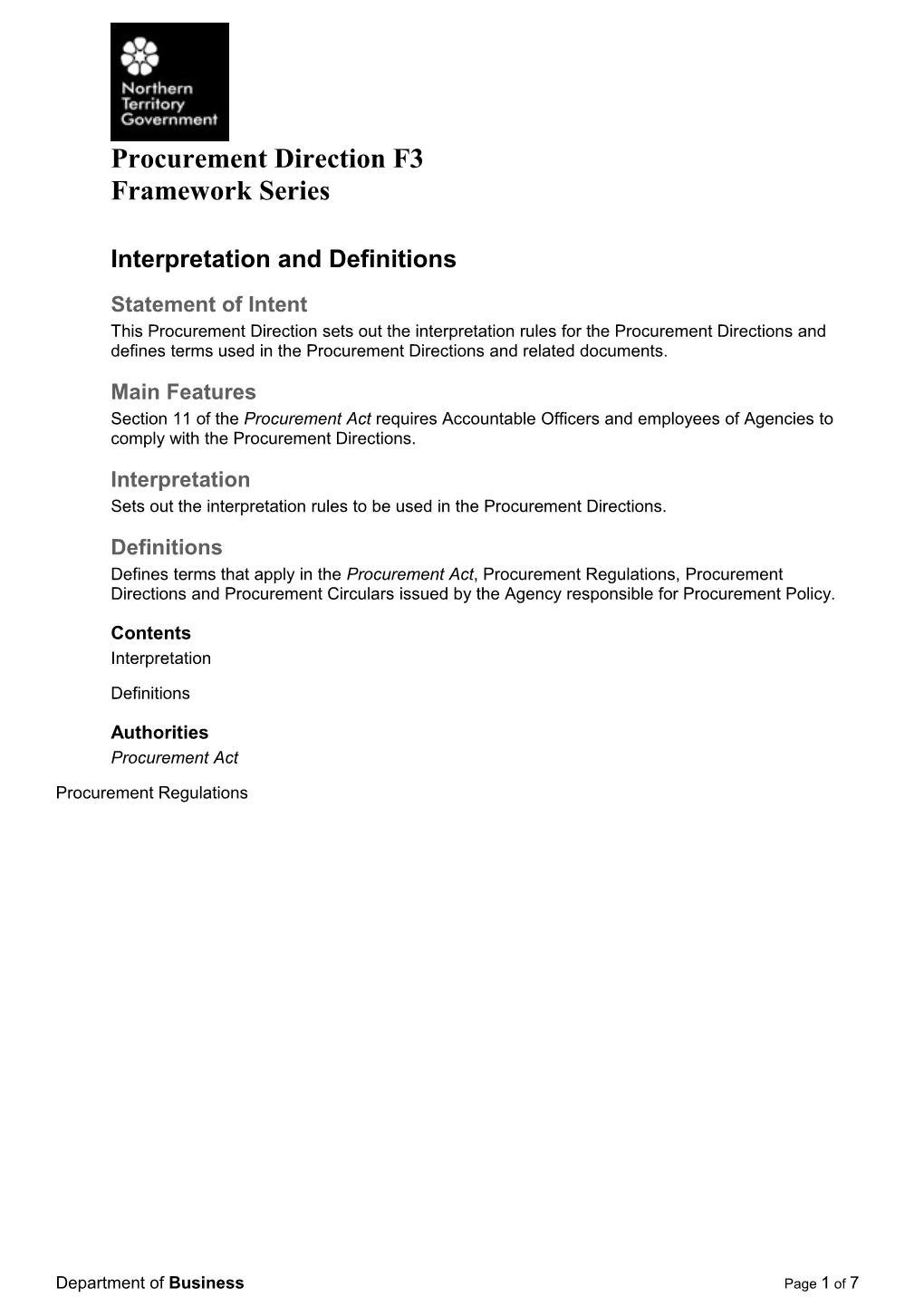 Interpretation and Definitions - F3