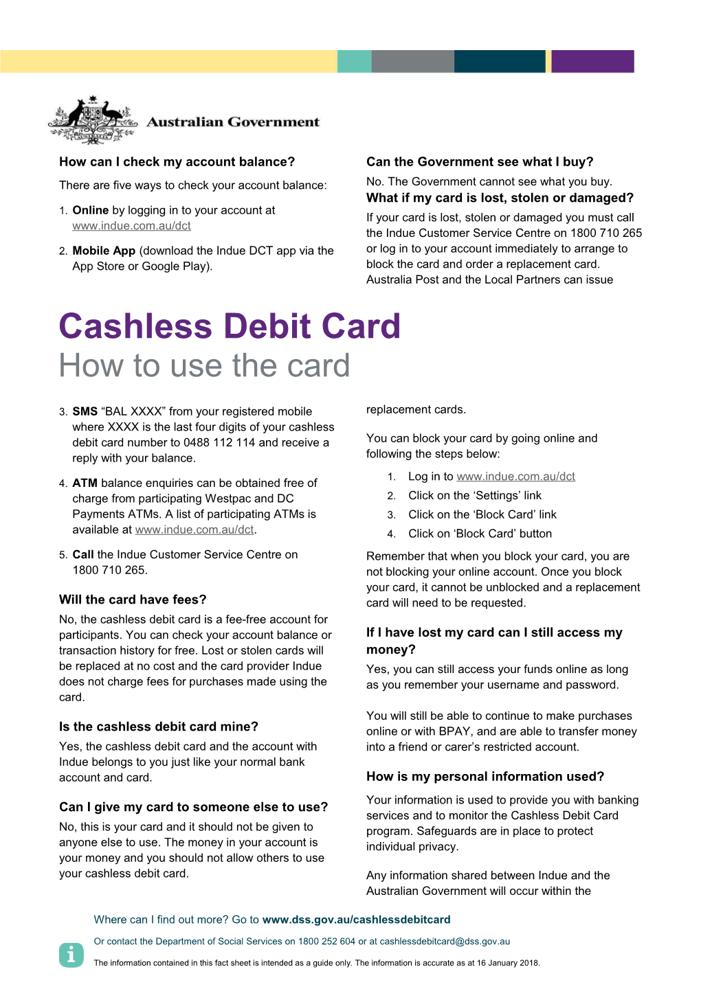 Cashless Debit Card More Information About How to Use the Card
