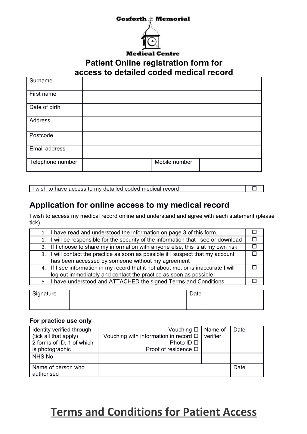 Patient Online Registration Form For