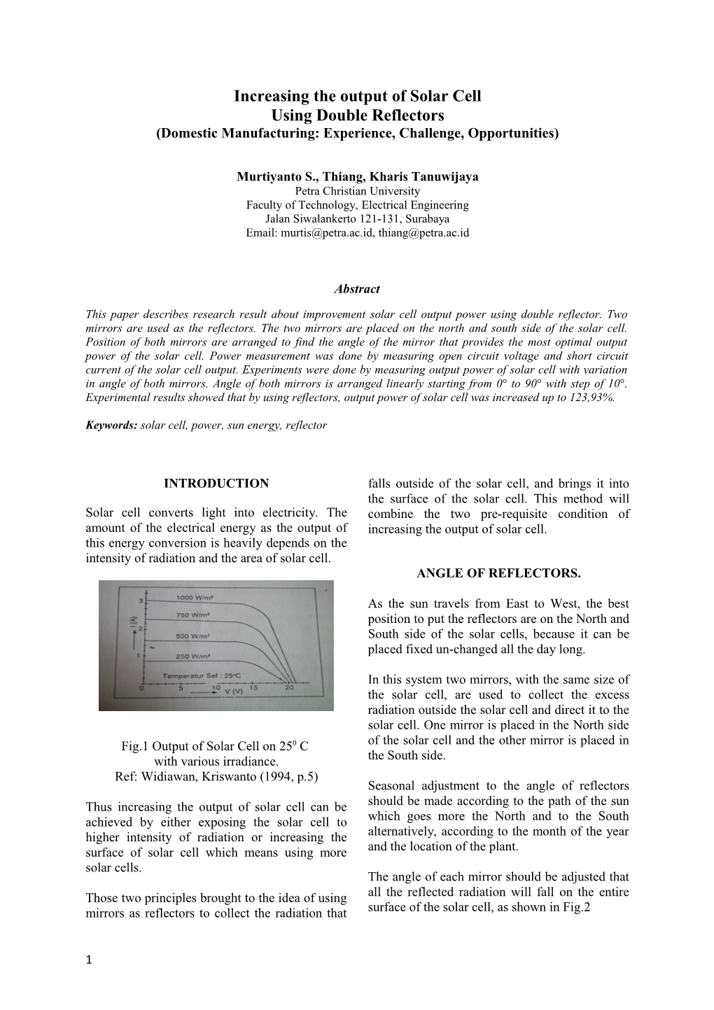 Increasing the Output of Solar Cell