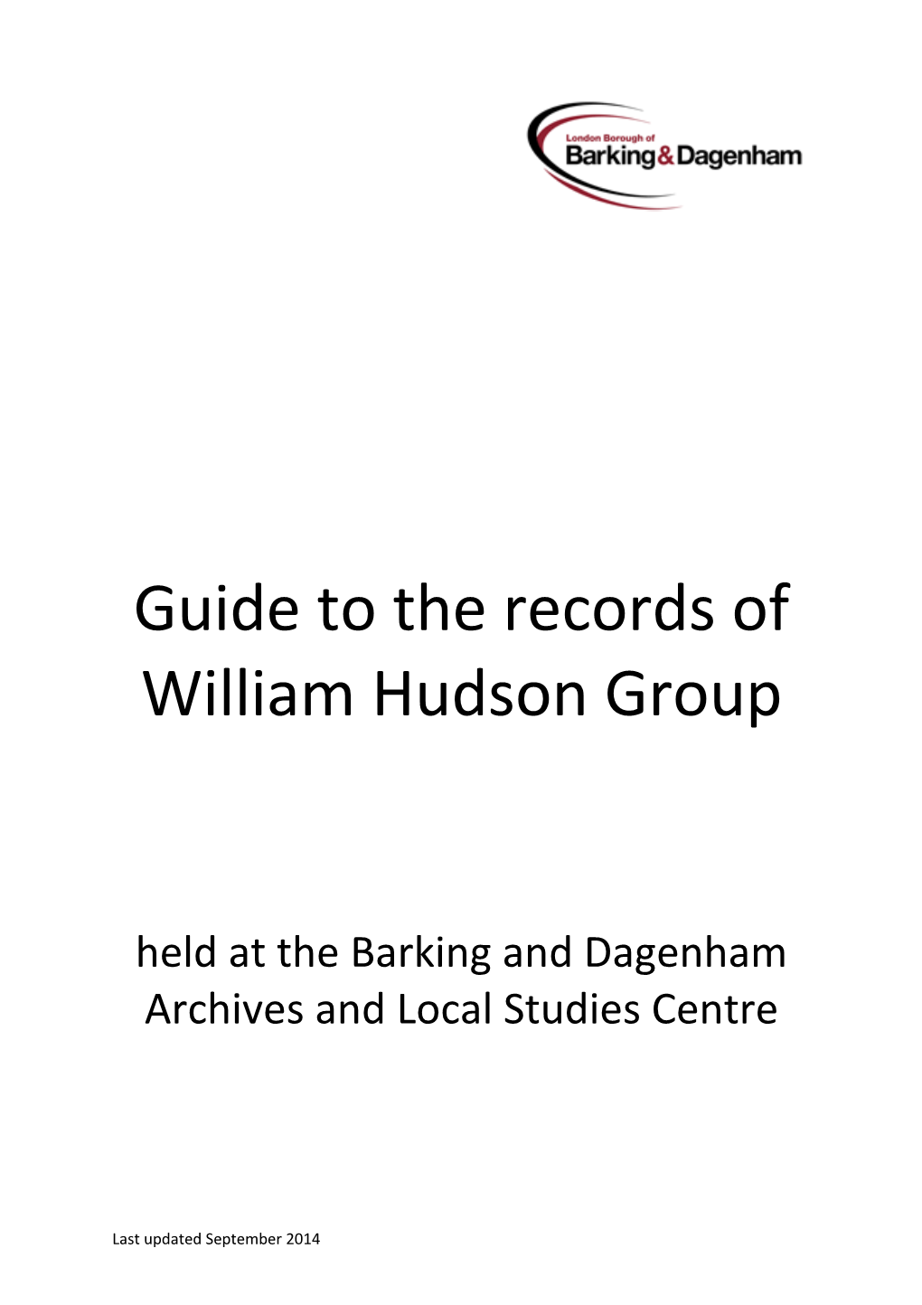 Guide Tothe Records of William Hudson Group