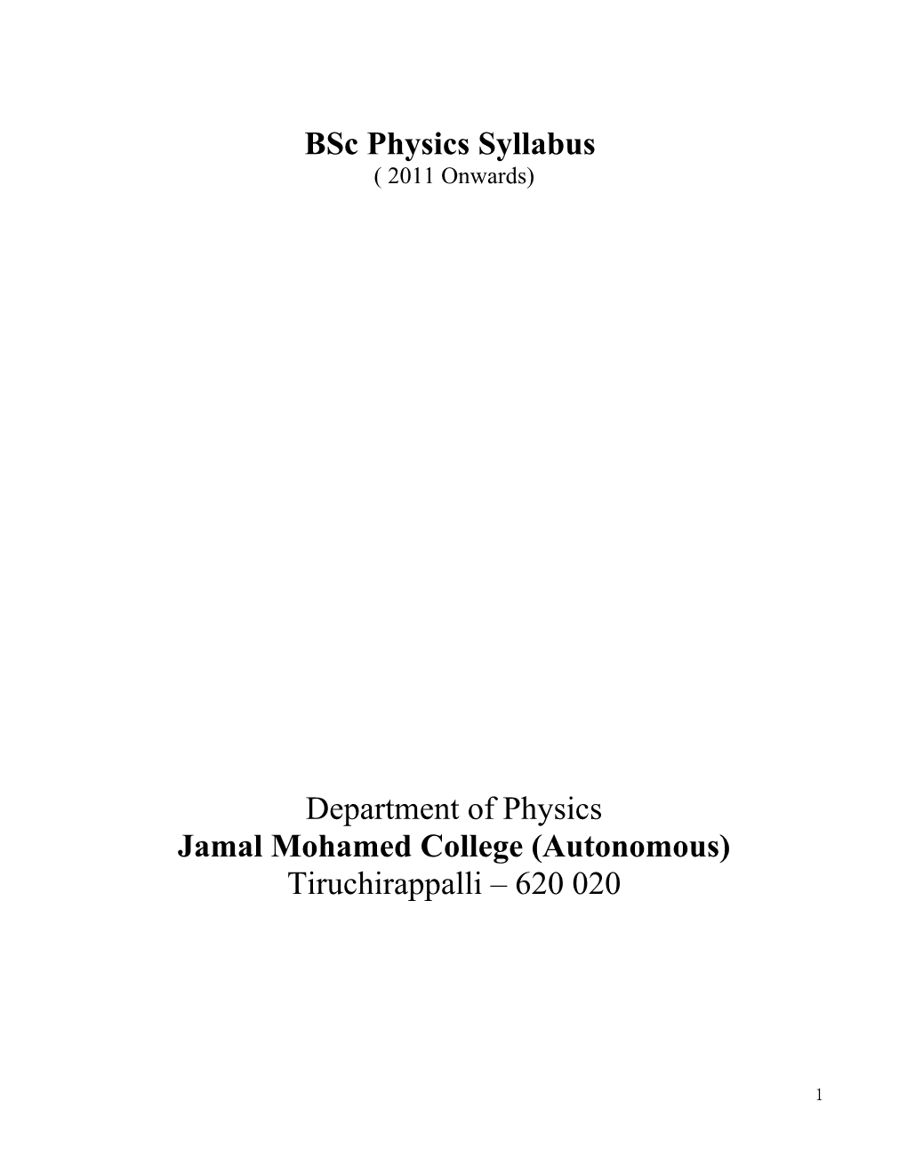 Bsc Physics Syllabus