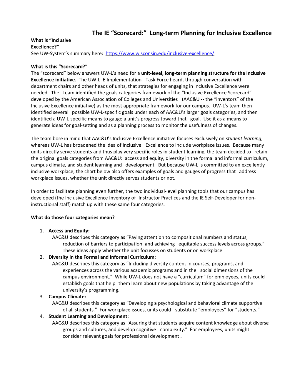 Theie Scorecard: Long-Termplanningfor Inclusive Excellence