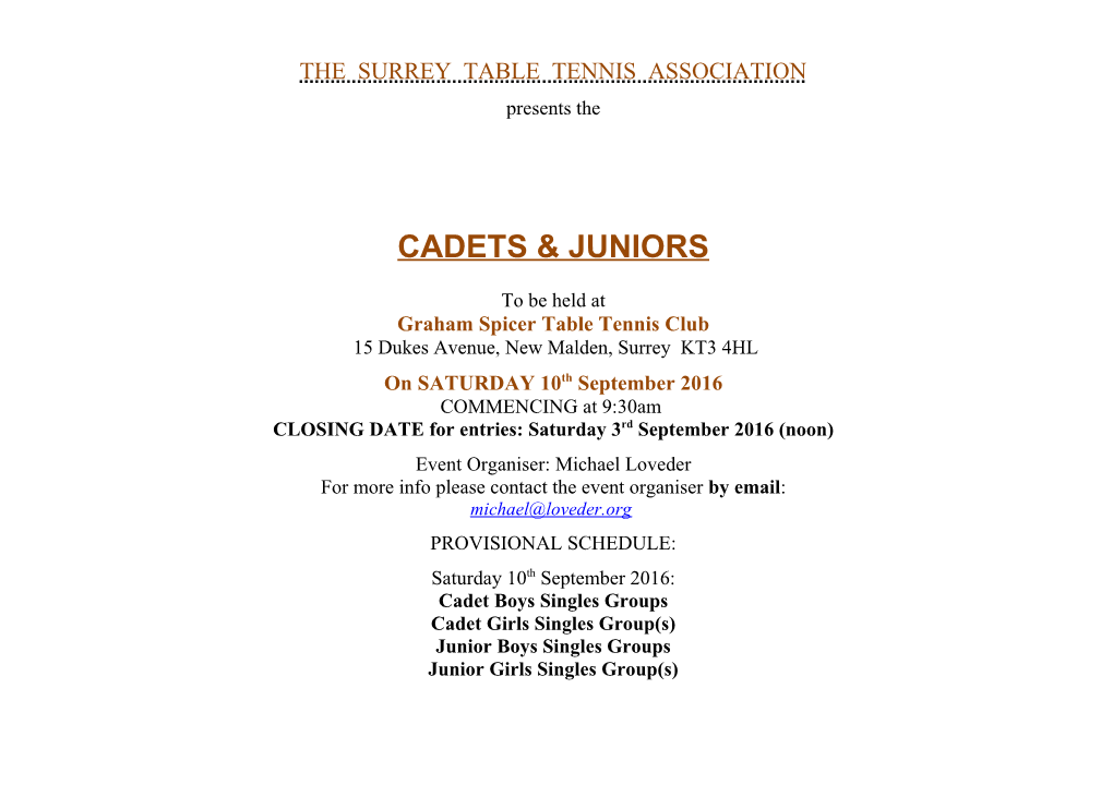 The Surrey Table Tennis Association