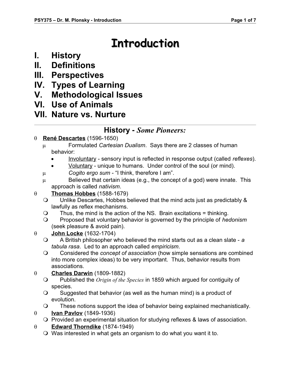 PSY375 Dr.M.Plonsky - Introductionpage 1 of 7