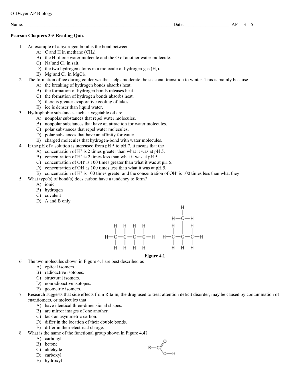 Pearson Chapters 3-5 Reading Quiz