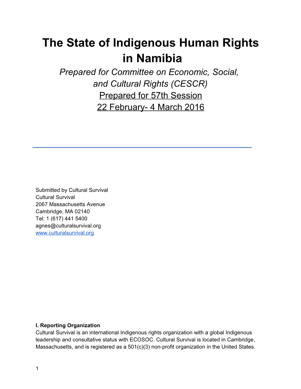 The State of Indigenous Human Rights in Namibia