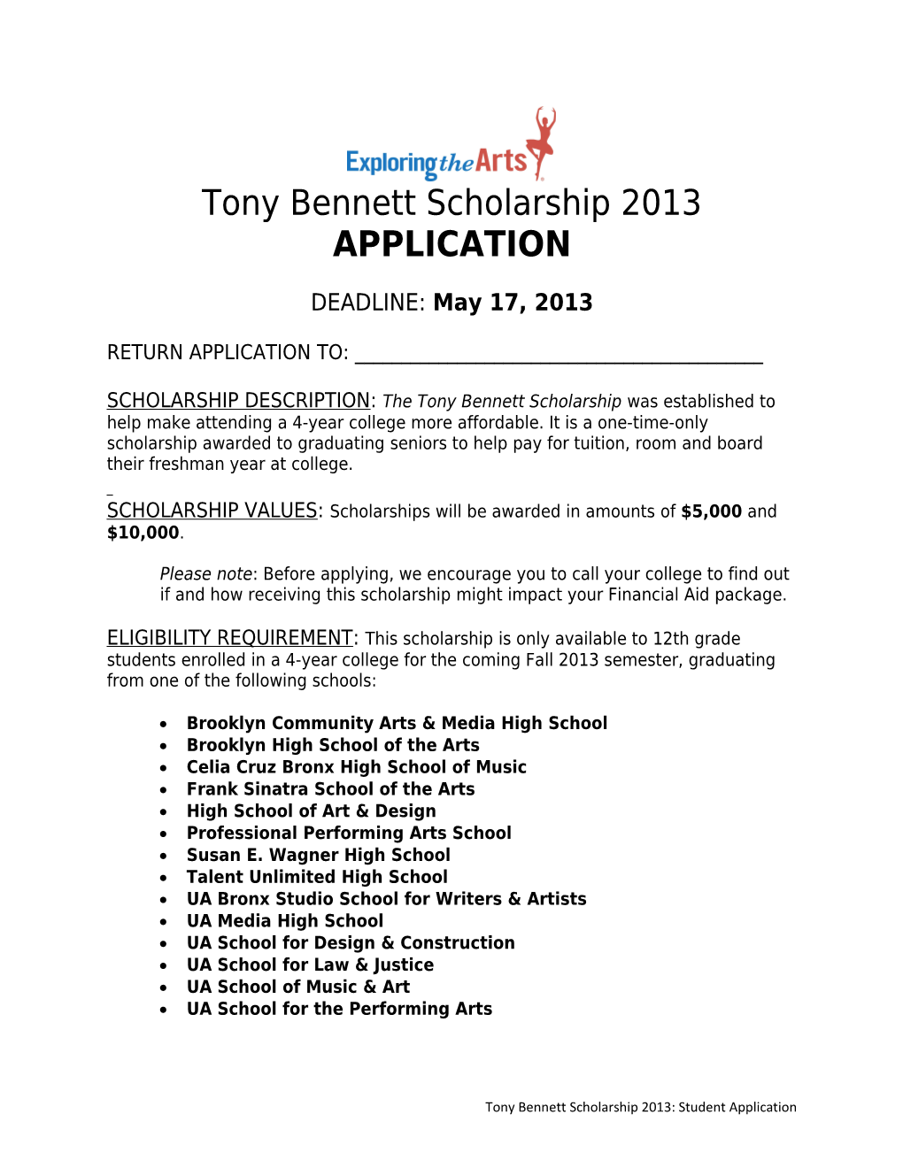 Tony Bennett Scholarship 2013