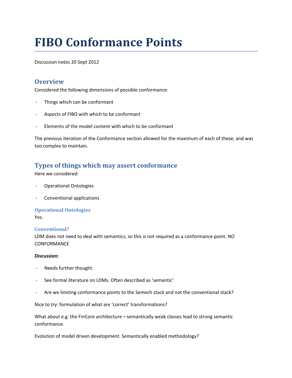 FIBO Conformance Points