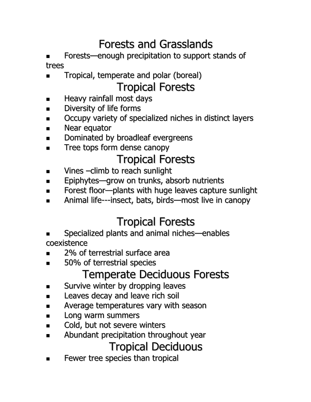 Forests and Grasslands