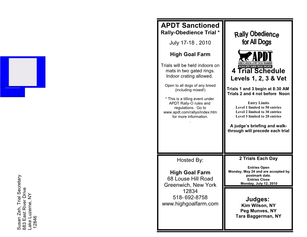 USDAA Test Schedule Fall 2001