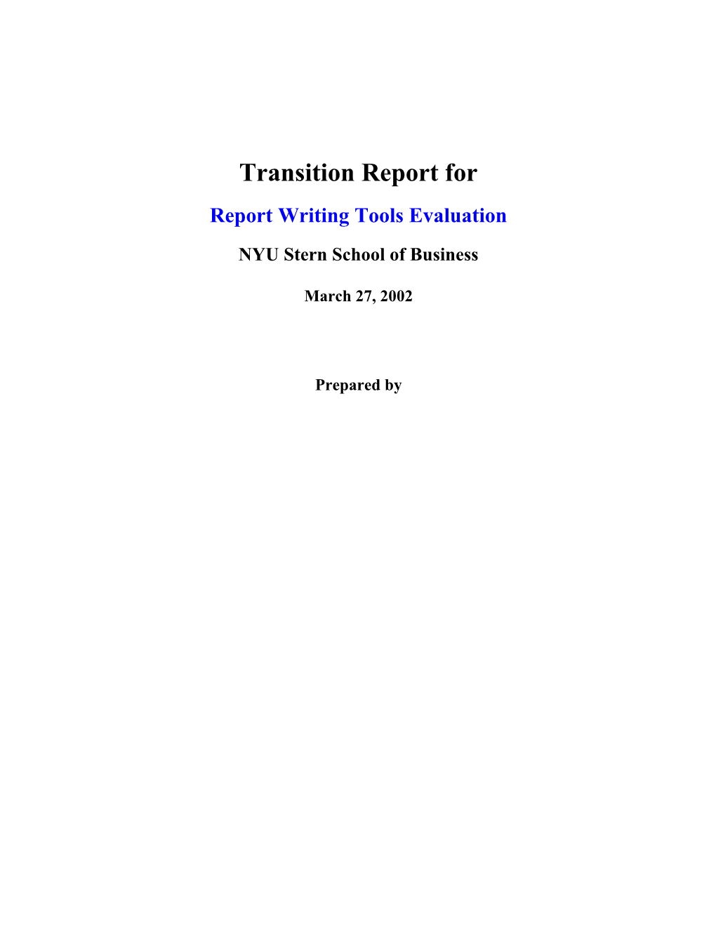 Preliminary Reports on Database Access Capabilities of Tools