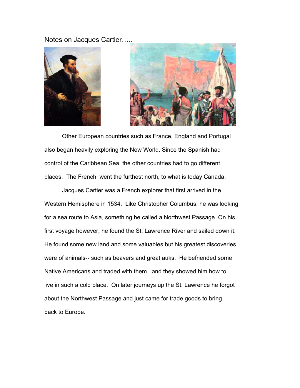 Notes on Jacques Cartier