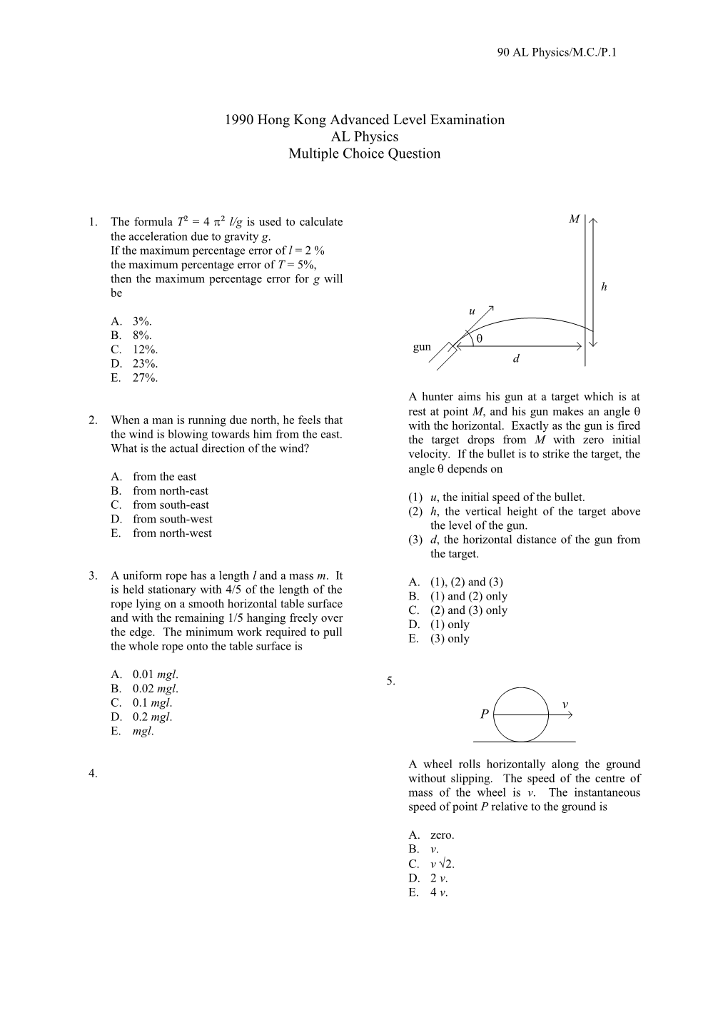 1990 Hong Kong Advanced Level Examination