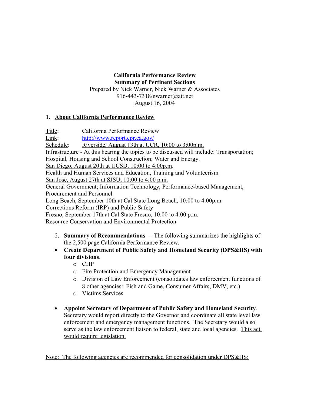 California Performance Review